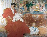 Carl Larsson Mrs Dora Lamm and Her Two Eldest Sons Germany oil painting artist
